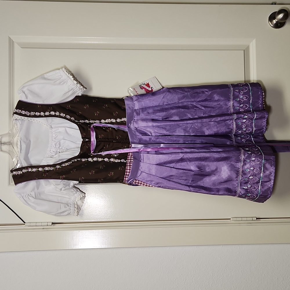WOMEN'S GERMAN DIRNDL DRESS PURPLE/BROWN OKTOBERFEST
